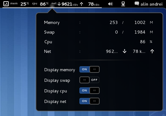 System Monitor Gnome Shell